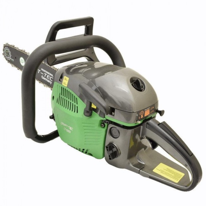 Бензопила Craft-Tec CT-5000, 2.9 кВт, 4 л. с., 52 см3, шина 450 мм, бак 0.68 л, праймер, гальмо ланцюга
