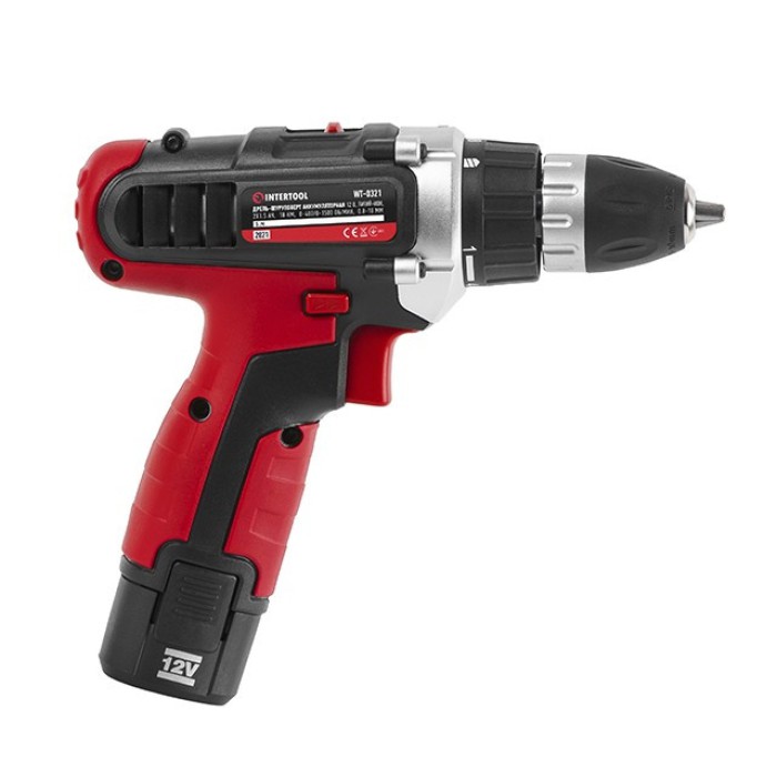 Дриль-шуруповерт акумуляторна INTERTOOL WT-0321, Li-Ion 12В, 18Nm, 0-400/0-1500об/хв, 2 акк.