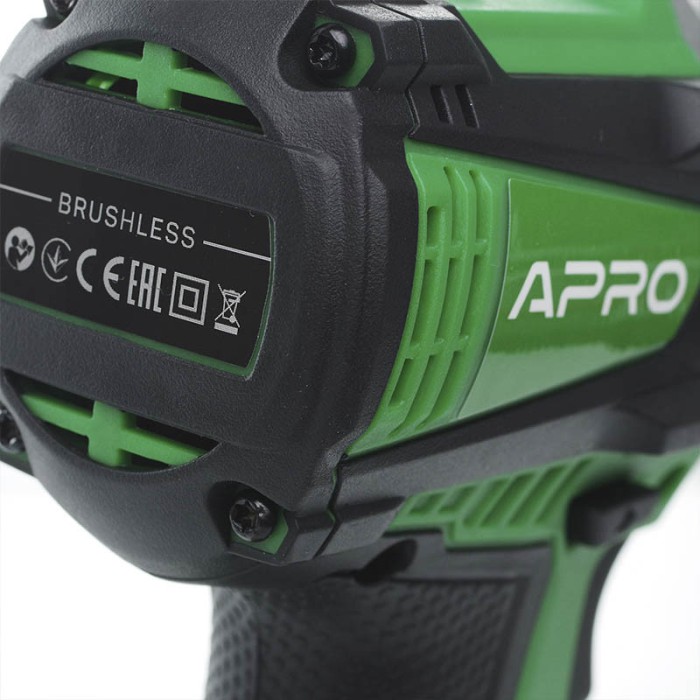 Дрель-шуруповерт бесщеточный APRO 20В, 2А, 20DB, 2 АКБ, ЗУ, кейс