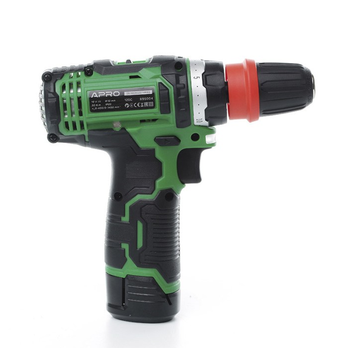 Дрель-шуруповерт, быстросъем APRO 12В,1,5А, 12DC, 2 АКБ, ЗУ, кейс