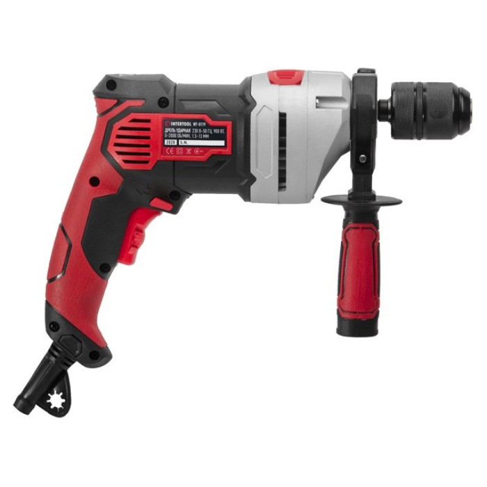 Дриль ударний INTERTOOL WT-0119, 900Вт, 0-2800об/хв,1.5-13 мм, метал. корпус редуктора, швидкозатискний патрон Дриль ударний INTERTOOL WT-0119, 900Вт, 0-2800об/хв,1.5-13 мм, метал. корпус редуктора, швидкозатискний патрон