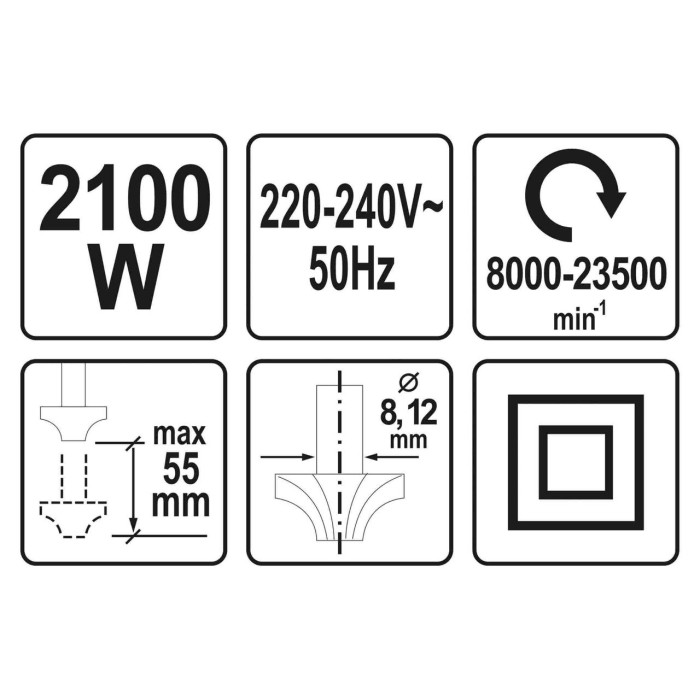 Фрезер ручной YATO YT-82380 (2100 Вт 8-12 мм 55 мм)