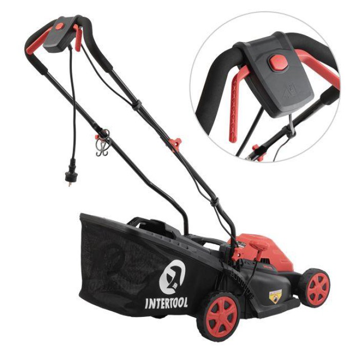 Газонокосарка електрична INTERTOOL WT-2264, 1.4 кВт, захват 340 мм, висота зрізу 30-80 мм, контейнер 35 л