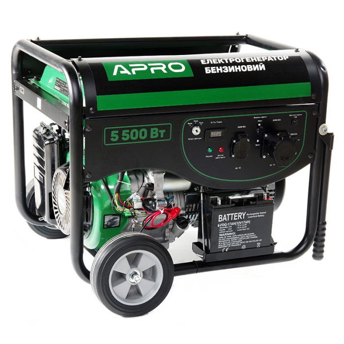 Генератор бензиновий 4-тактний 5.0/5.5 кВт (електро запуск) APRO