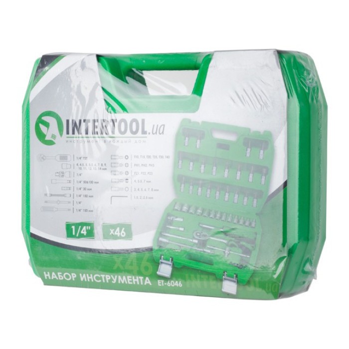 Набір інструментів INTERTOOL ET-6046, 46шт, 1/4