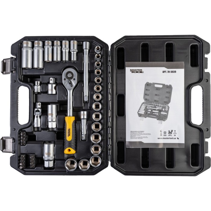 Набір ключів і насадок торцевих MASTERTOOL 78-3039, CRV 3/8