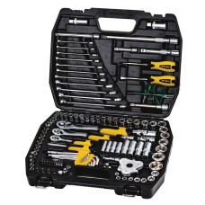 Набор ключей и насадок торцевых MasterTool 78-5121 PROFI, 1/4” - 3/8” - 1/2”, трещотка 72Т, 121 шт, кейс