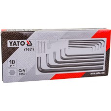 Набір шестигранних ключів Г-образних YATO М3-17 мм 10 шт