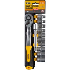 Набор насадок торцевых MASTERTOOL 78-1312, CRV 1/2” 8-19 мм, удлинитель 125 мм, трещотка 72Т, 12 шт