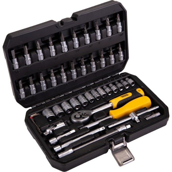Набор насадок торцевых MasterTool 78-2047 PROFI, CrV 1/4”  4-14 мм,трещотка 72Т, 46 шт, кейс