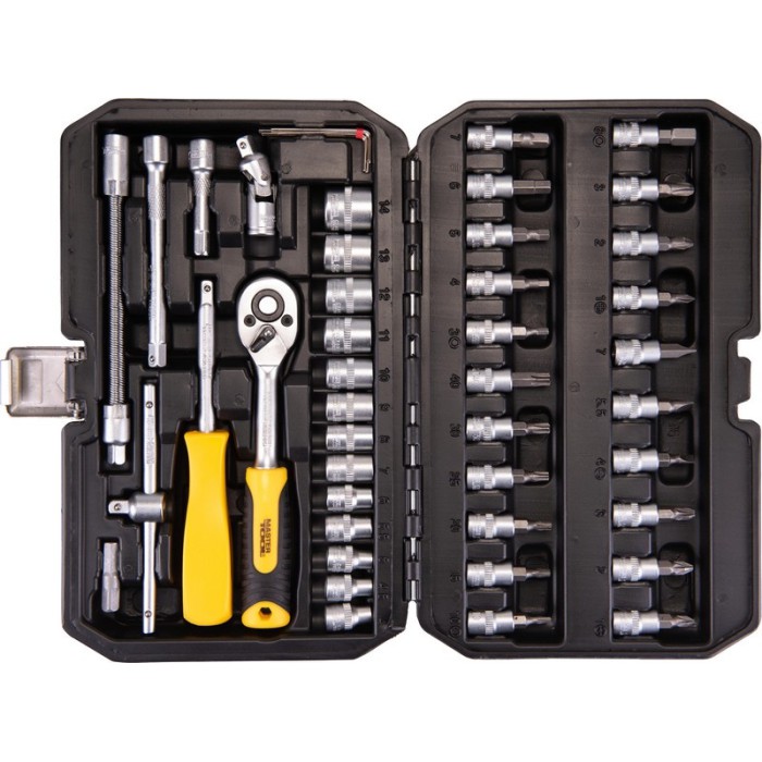 Набор насадок торцевых MasterTool 78-2047 PROFI, CrV 1/4”  4-14 мм,трещотка 72Т, 46 шт, кейс
