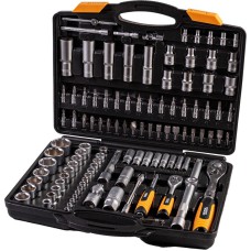 Набор насадок торцевых MasterTool 78-5112 PROFI, CrV 1/4” - 1/2”, удлиняющаяся трещотка 72 зуба, 111 шт, кейс