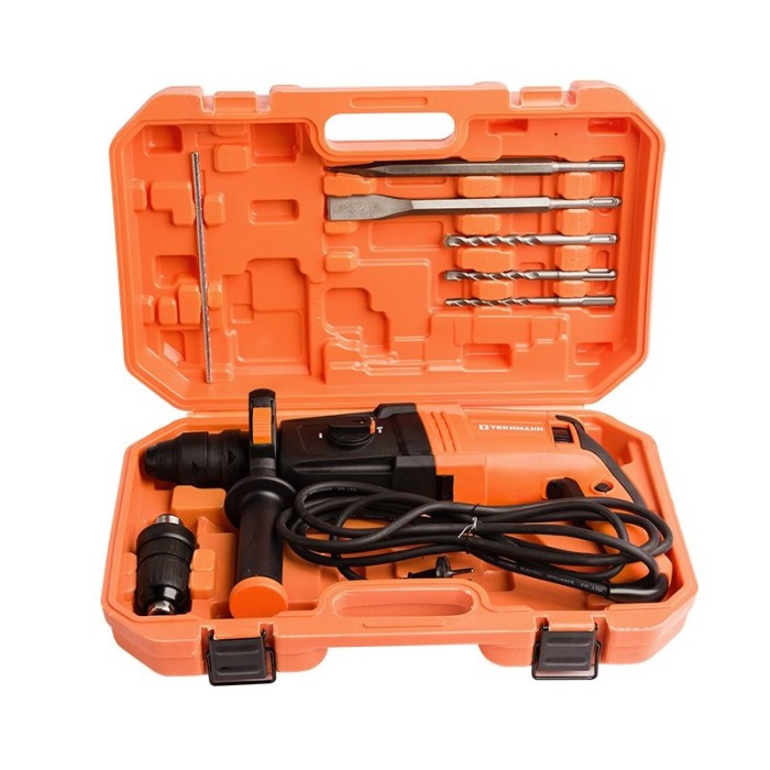 Перфоратор Tekhmann TRH-1120 DFR, SDS-plus, DFR патр., 1120 Вт, 1200 об/хв, 5300 уд/хв, 3 Дж, кейс, 3 режими