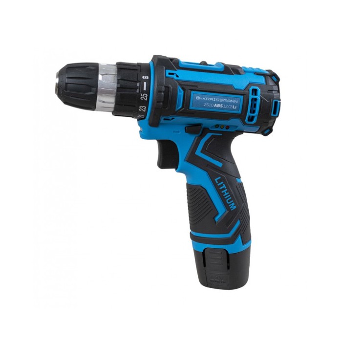 Шуруповерт аккумуляторный KRAISSMANN 2510 ABS 12/2 Li (12В, 2,5 А*ч, кейс)