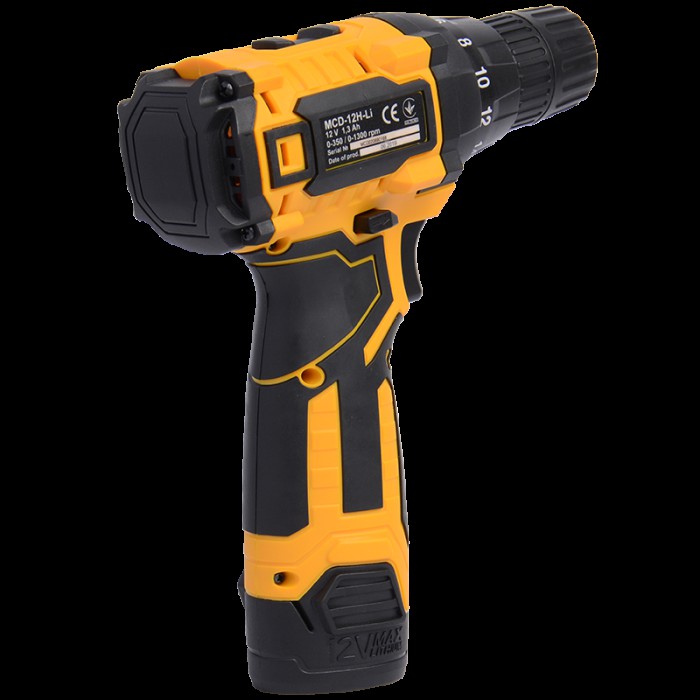 Шуруповерт аккумуляторный Machtz MCD-12H-Li, 12 В, 1.3 Ач, 26 Нм, 1300 об/мин, 2 акк., кейс, LED подсветка