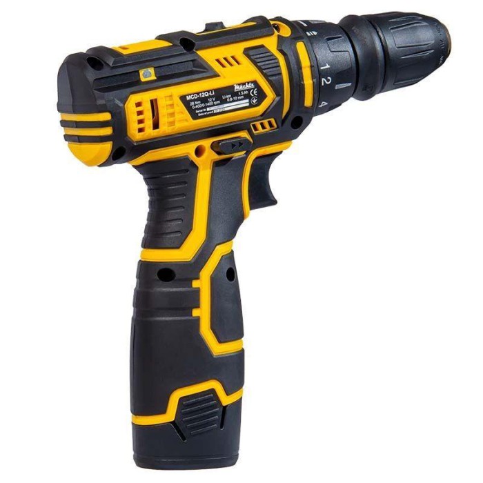 Шуруповерт акумуляторний Machtz MCD-12Q-Li, 12 В, 2 акк., 1.5 Ач, 25 Нм, 1400 об/хв, кейс, DFR патрон