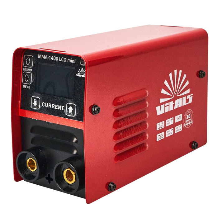 Зварювальний апарат (інвертор) Vitals MMA-1400 LCD mini, 220 В, 5 кВт, діапазон струму 20-140 А, електроди 1.6-4.0