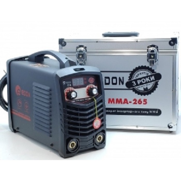 Зварювальний інвертор Edon PRO MMA-265, 220 В, 7.3 кВт, ККД 85 %, зварювальний струм 20-265 А, електроди 5.0 мм, кейс