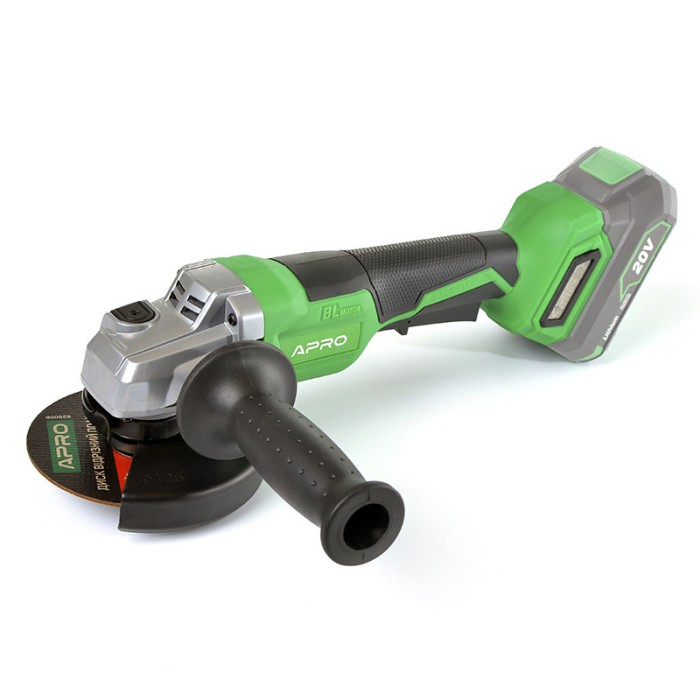 Углошліфувальна машина (болгарка) безщіткова APRO 20AGB, 20В, 125мм, кейс, без АКБ