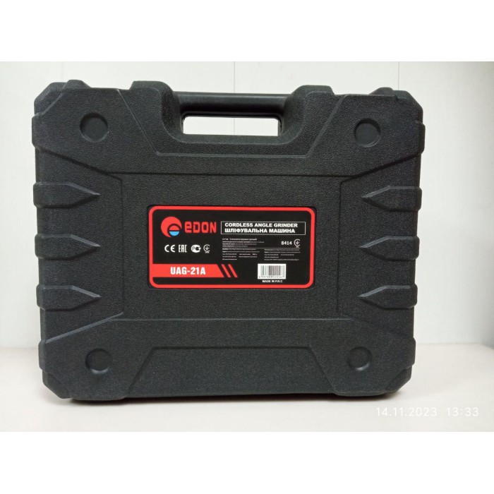 Кутова акумуляторна шліфувальна машина Edon UAG-21A (21 В, 4 А*год, 1 акумулятор, кейс)