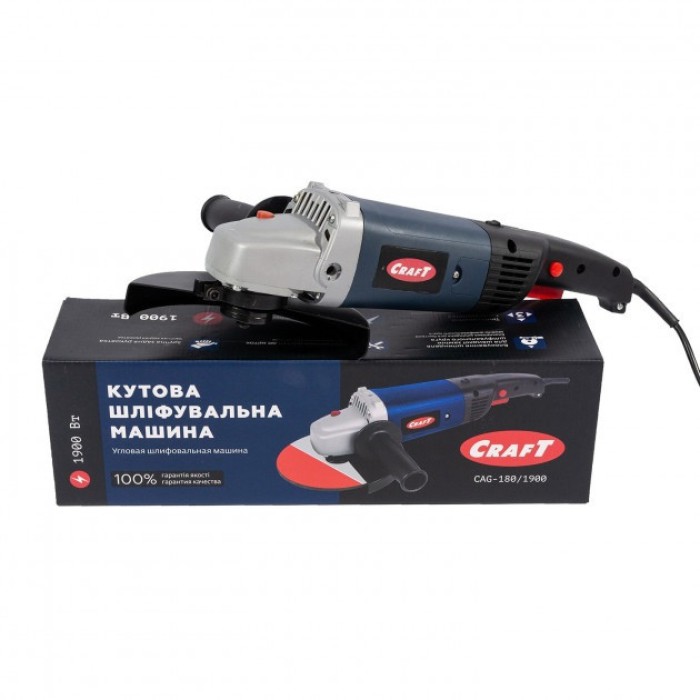 Кутова шліфувальна машина (болгарка) Craft CAG 180/1900, 1900 Вт, 8000 об/хв, диск 180 мм