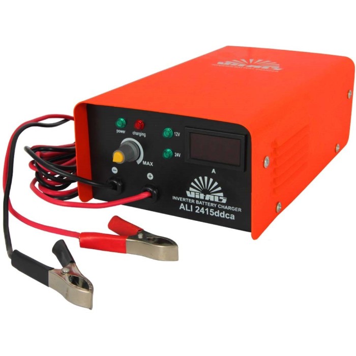 Зарядное устройство инверторного типа Vitals 2415ddca, 230 В, 550 Вт, 12/24 В, ток зарядки 3-15 А, 4