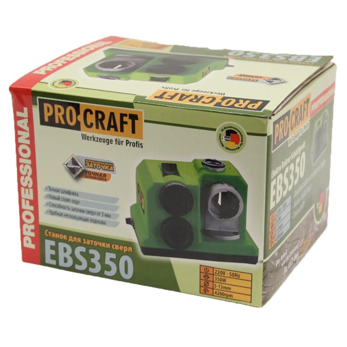 Заточка для свердел Procraft EBS 350 (високоточна, підходить для бурів), діаметр свердл 3-13 мм Заточка для свердел Procraft EBS 350 (високоточна, підходить для бурів), діаметр свердл 3-13 мм