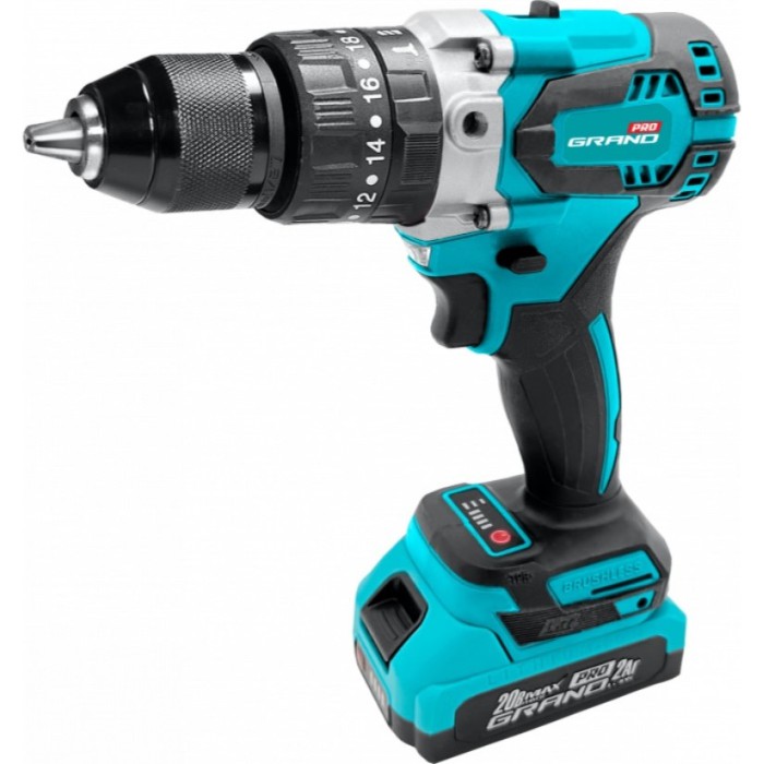 Акумуляторний ударний шуруповерт Grand 20/13UBL (безщітковий, 75 Н*м, 20В, 2 Аг, 2 АКБ, кейс)