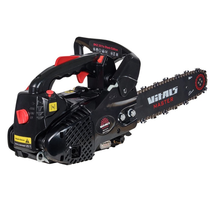 Бензопила ланцюгова Vitals Master BKZ 2511s Black Edition, 800 Вт, 1.1 л. с., 25.4 см3, шина 305 мм, бак 230мл.