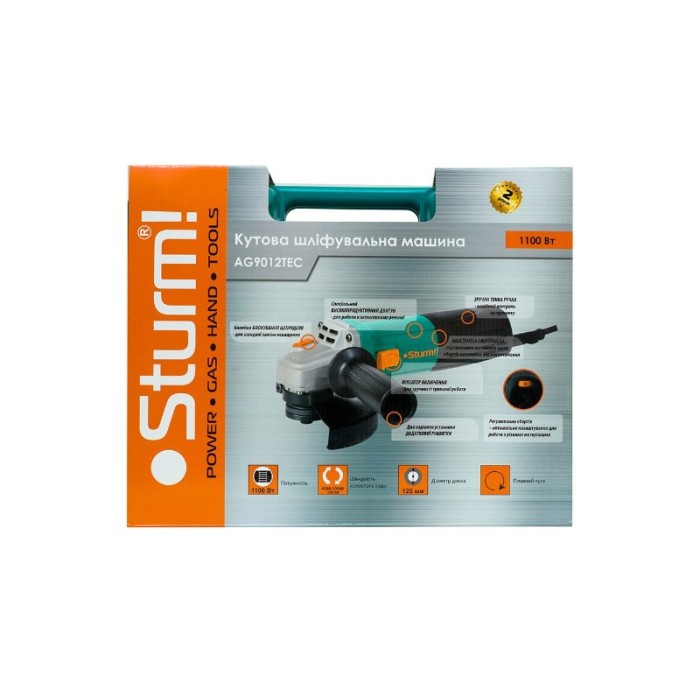Болгарка (КШМ) з регулюванням обертів Sturm AG9012TEC 1100 Вт, 125 мм (кейс)