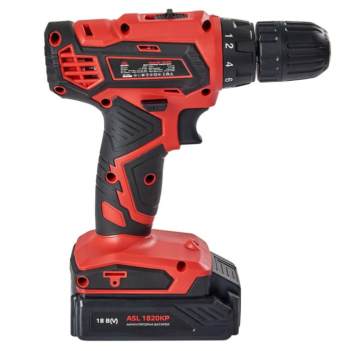 Дриль-шурупокрут акумуляторний Vitals AU 18/2KP, 18 В, 1400 об/хв, 2 А/год, 2 АКБ, кейс