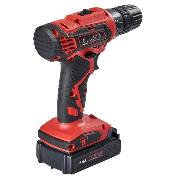 Дриль-шурупокрут акумуляторний Vitals AU 18/2KP, 18 В, 1400 об/хв, 2 А/год, 2 АКБ, кейс
