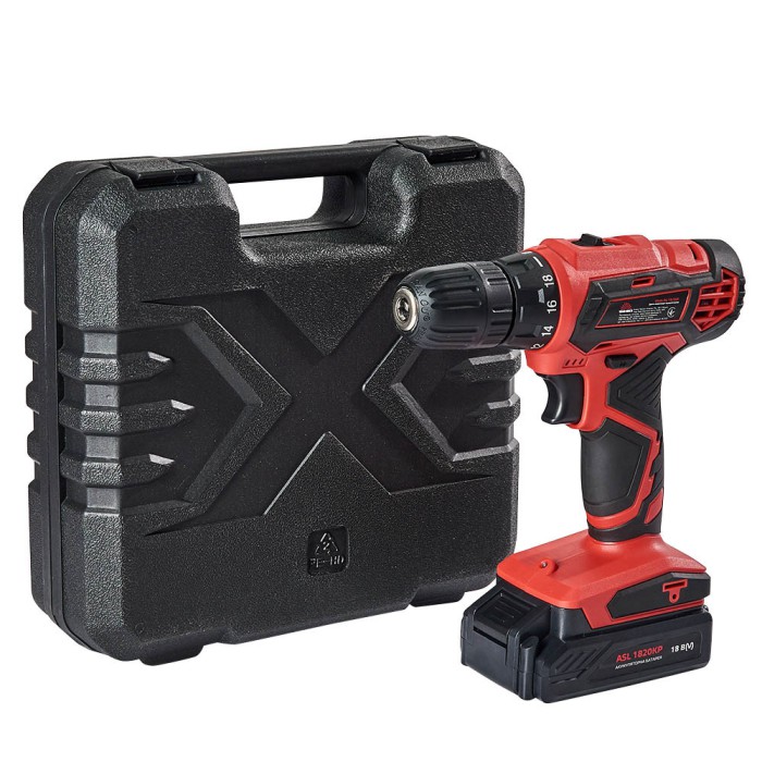 Дриль-шурупокрут акумуляторний Vitals AU 18/2KP, 18 В, 1400 об/хв, 2 А/год, 2 АКБ, кейс