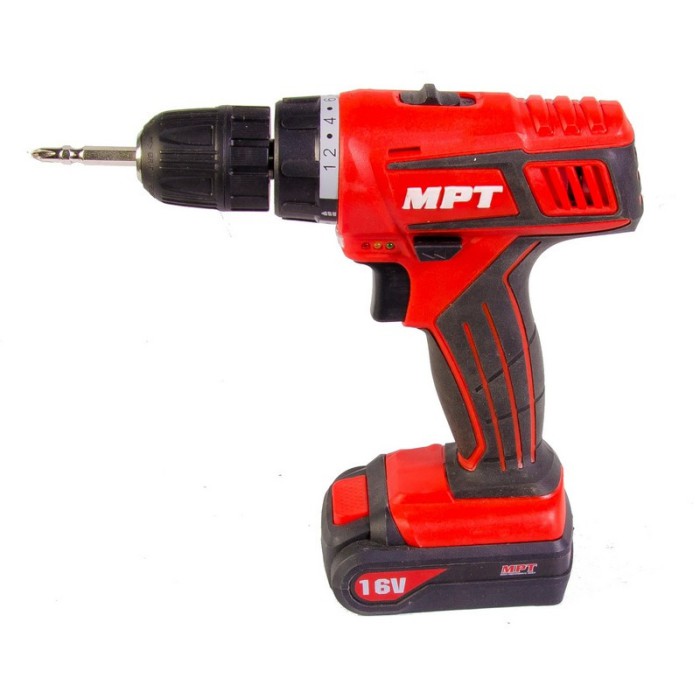 Дриль - шуруповерт акумуляторна MPT MCDT1626.B2 PROFI, 16V, Li-ion,1.5 Ач, 2 шв. 0-10 мм, 2 АКБ, кейс