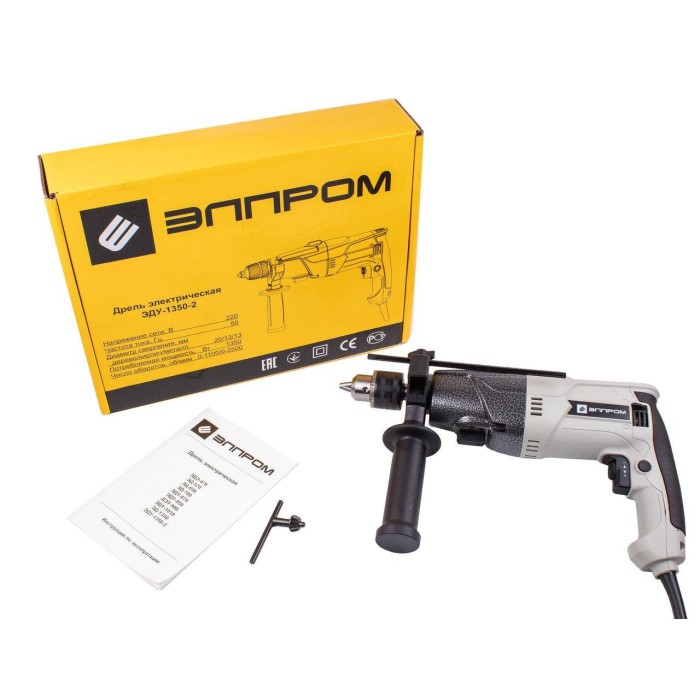 Дриль ударний Элпром ЕДУ-1350/2 NEW, 1350 Вт, 3000 об/хв, 2 швидкості, металевий редуктор, патрон 13 мм