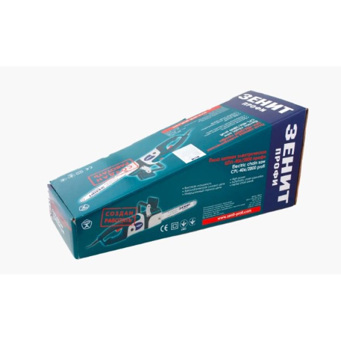 Электропила цепная Зенит Профи ЦПЛ-406/2800, 2800 Вт, шина 406 мм, скорость протяжки цепи 14 м/с