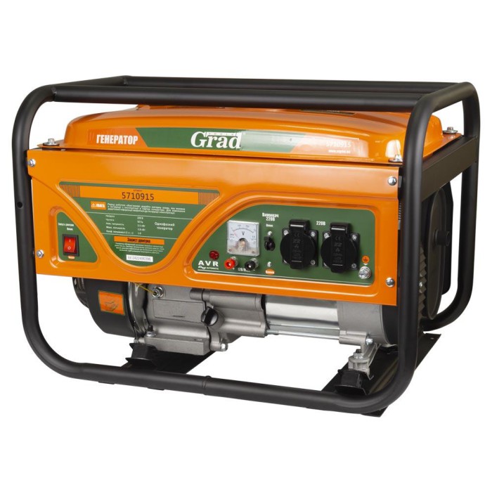 Генератор бензиновий 2.5/2.8 кВт 4-тактний ручний запуск GRAD (5710915)