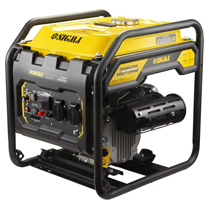 Генератор інверторний бензиновий 2.2/2.5 кВт 12 л 4-тактний ручний запуск SIGMA (5710721) Генератор інверторний бензиновий 2.2/2.5 кВт 12 л 4-тактний ручний запуск SIGMA (5710721)