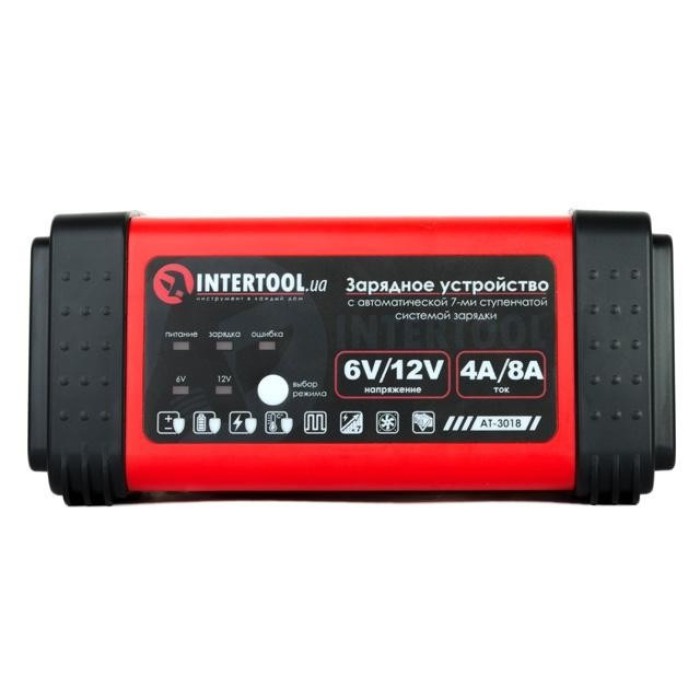 Интеллектуальное зарядное устройство INTERTOOL AT-3018 6/12В, 4/8A, 230В, LED-индикация