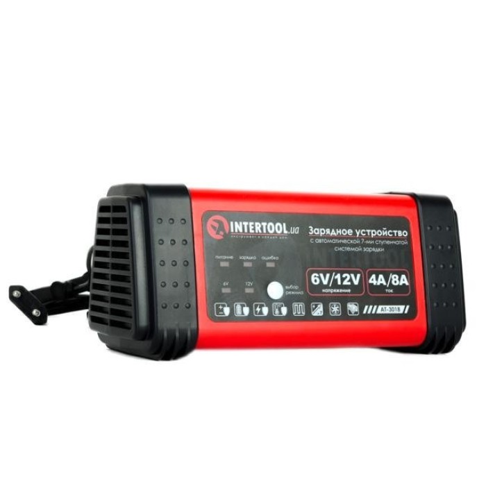 Интеллектуальное зарядное устройство INTERTOOL AT-3018 6/12В, 4/8A, 230В, LED-индикация