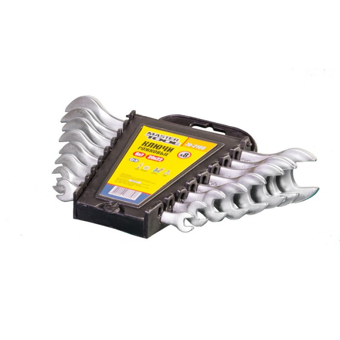 Ключі ріжкові MasterTool 70-2108, набір 8 шт (6х7 TO 20х22) SS