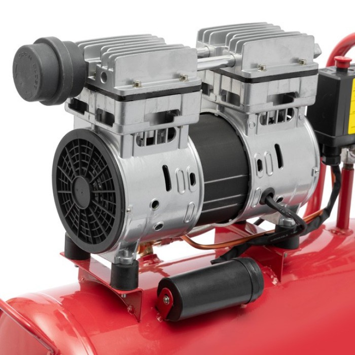 Компресор INTERTOOL PT-0022, 24 л, 1.1 кВт, 220 В, 8 атм, 145 л/хв, малошумний, безмасляний, 2 циліндра