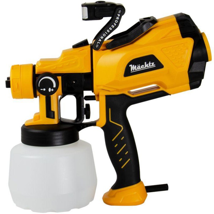 Краскопульт электрический Mächtz MSG-1210 L, 650 Вт, 2 форсунки, 1200 мл/мин, бачок 1,2 л, подсветка