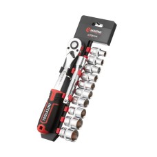 Набір головок INTERTOOL ET-8014, 1/2" 10-24 мм, рукоятка з храповим механізмом 72 зуба, 12ед., Cr-V STORM