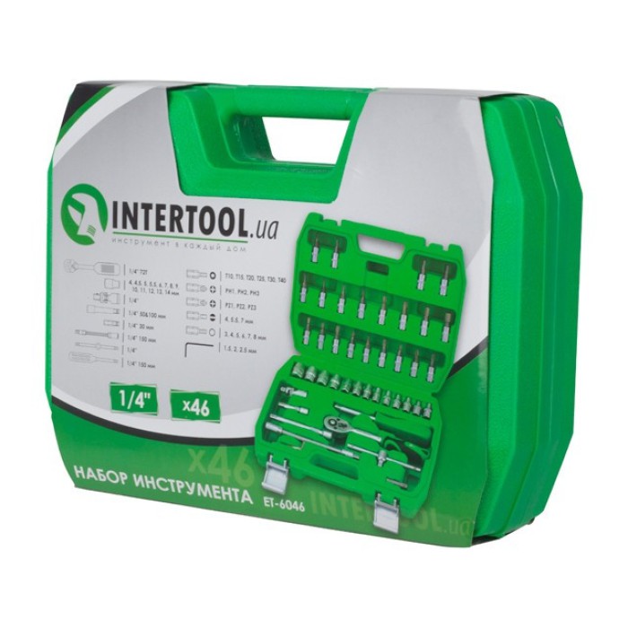 Набір інструментів INTERTOOL ET-6046, 46шт, 1/4