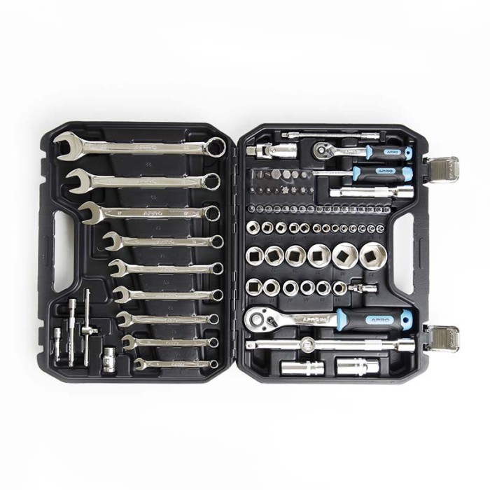 Набір насадок з гайковими ключами CrV ¼, ½ ( 90Т) (82 шт) APRO 251482