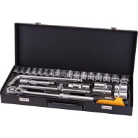 Набір насадок торцевих MasterTool 78-4126 PROFI, CrV 1/2" 8-32 мм, тріскачка 72Т, 26 шт, мет. кейс