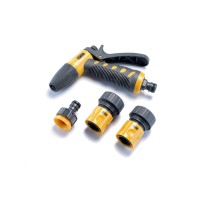 Набір: пістолет-розпилювач, конектори для шланга 3/4: 3/4 аквастоп, 3/4, адаптер 1/2+3/4 СИЛА