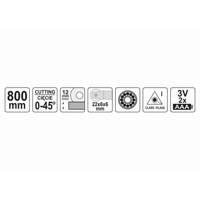 Плиткорез ручной с лазером YATO YT-37022  800 мм Ø22 x 6 x 6 мм