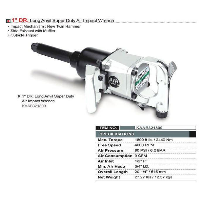 Пневмогайковерт ударний TOPTUL KAAB321809 (1